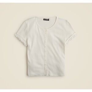 NWT J. Crew Fine Rib Crochet-trim Cardigan Ivory